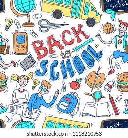 Beautiful hand drawn set of vector illustration back to school. Doodle style.