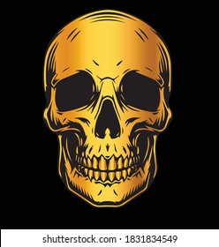 Beautiful hand drawn sketch  illustration the skull t shirt design  on black background
