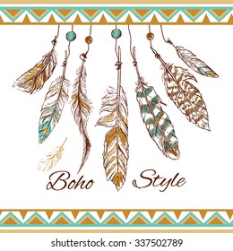 Beautiful hand drawn sketch illustration feather for your design