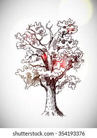 Beautiful hand drawn sketch tree for your design