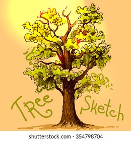 Beautiful hand drawn sketch tree for your design