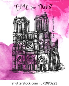 Beautiful hand drawn sketch vector illustration Notre Dame de Paris