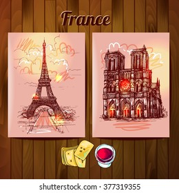 Beautiful hand drawn sketch vector illustration Notre Dame de Paris