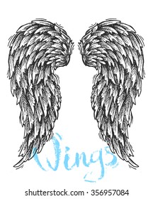 Beautiful hand drawn sketch of wings for your design