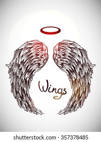 Beautiful hand drawn sketch of wings for your design