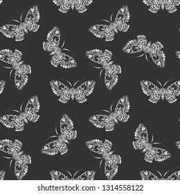 Beautiful hand drawn sketching butterflies pattern vector illustration. Figure in the style of boho. 