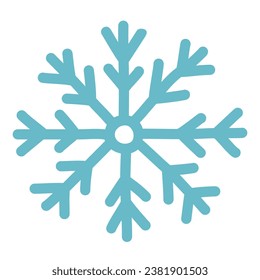 Hermoso copo de nieve dibujado a mano, elemento de diseño invernal, vector plano