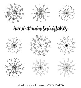 beautiful hand drawn snowflakes