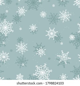 Beautiful hand drawn snowflakes seamless pattern, fragile winter background, great for textiles, banners, wallpaper, wrapping - vector design
