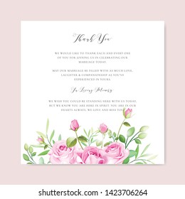 beautiful hand drawn soft roses wedding invitation card set