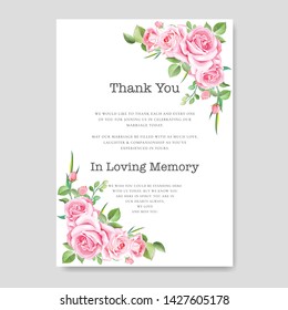 beautiful hand drawn soft roses wedding invitation card set