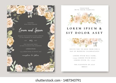 beautiful hand drawn soft roses wedding invitation card set