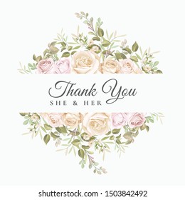 beautiful hand drawn soft roses wedding invitation card set