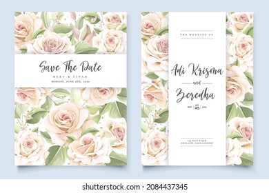 beautiful hand drawn soft roses wedding invitation card set