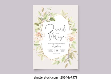 beautiful hand drawn soft roses wedding invitation card set