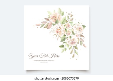 beautiful hand drawn soft roses wedding invitation card set