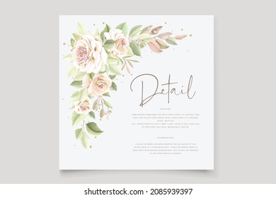 beautiful hand drawn soft roses wedding invitation card set