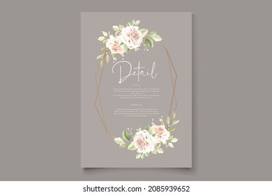beautiful hand drawn soft roses wedding invitation card set