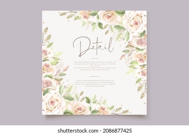 beautiful hand drawn soft roses wedding invitation card set