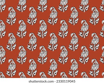 BEAUTIFUL HAND DRAWN SPRIG FLORAL PATTERN AJRAKH BAGRU SANGANER BLOCK PRINT AND BATIK PRINT DIGITAL PRINT SEAMLESS TEXTILE PATTERN IN EDITABLE FILE