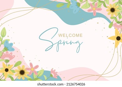 Beautiful hand drawn spring flower background