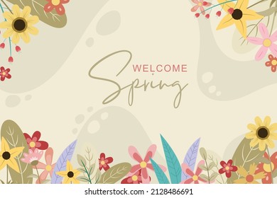 Beautiful hand drawn spring flower background