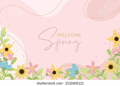 Beautiful hand drawn spring flower background
