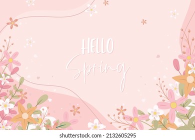 Beautiful hand drawn spring flower background
