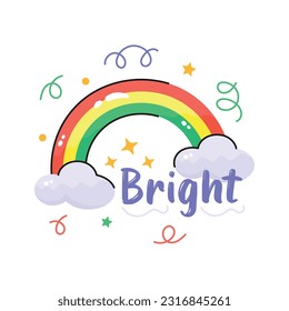 A beautiful hand drawn sticker of rainbow in trendy style, A meteorological phenomenon