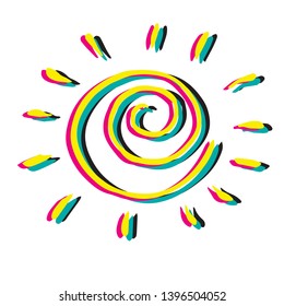 Beautiful hand drawn sunny vector coloful illustration.