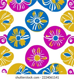 Beautiful hand drawn symmetrical flower pattern