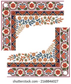  Beautiful hand drawn textile colour full borders drawing