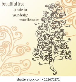 beautiful hand drawn tree ornament, vector illustration for your design