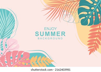 Beautiful hand drawn tropical summer background