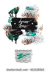 Beautiful hand drawn vector abstract floral card template with place for your text.Modern card template with color flowers texture on white background.Design for greeting,birthday,holiday card