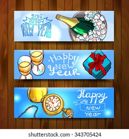 Beautiful hand drawn vector banners new year for your design
