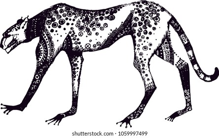 Beautiful hand drawn vector cheetah illustration, isolated 