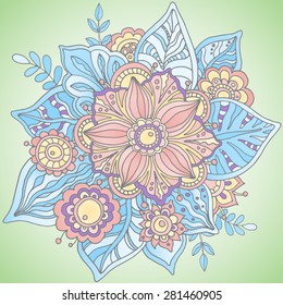 Beautiful hand drawn vector flower in vintage style