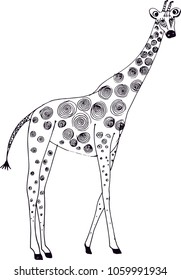 Beautiful hand drawn vector giraffe illustration, isolated 