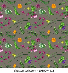 Beautiful hand drawn vector illustration floral pattern. Boho style flowers for your design. 