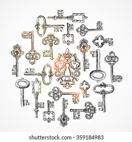 Beautiful hand drawn vector illustration sketch keys for your design