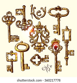 Beautiful hand drawn vector illustration sketch keys for your design