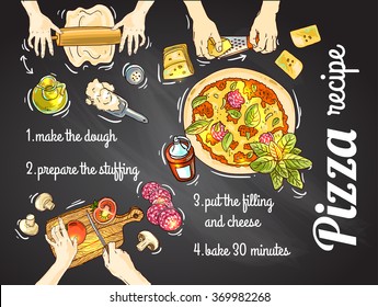 Beautiful hand drawn vector illustration cooking pizza for your design