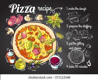 Beautiful hand drawn vector illustration cooking pizza for your design