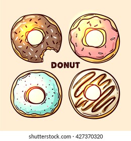Beautiful hand drawn vector illustration donut. Sketch style donut. Donut for your design.