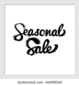 Beautiful hand drawn vector illustration: seasonal sale lettering. Trendy style graphic sketch. Isolated art element on white background.