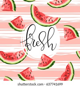 Beautiful hand drawn vector illustration with watermelon