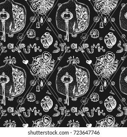 Beautiful hand drawn vector illustration mechanical pomegranate. Steampunk style. Good for invitations, covers for smartphones, textiles, t-shirts, postcards, rock festival.