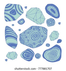 Beautiful hand drawn vector illustration sketching of crystals. Boho style drawing. Use for postcards, print for t-shirts, posters, wedding invitation, tissue, linens