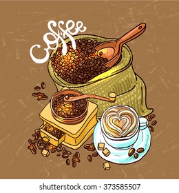 Beautiful hand drawn vector sketch illustration coffee for your design